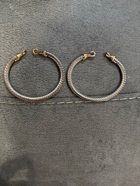 David Yurman Two-Tone Cable Hoop Bracelets in Silver and Gold